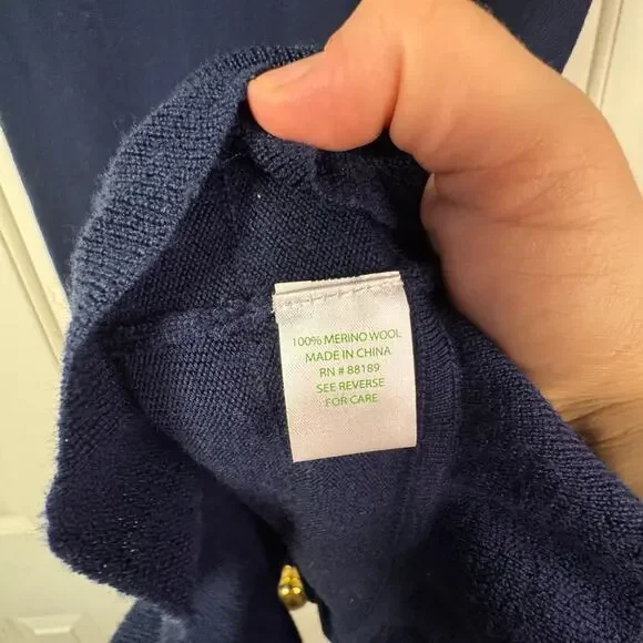 Lilly Pulitzer Helena Navy Blue Merino Wool Sweater Dress M - Picture 4 of 6